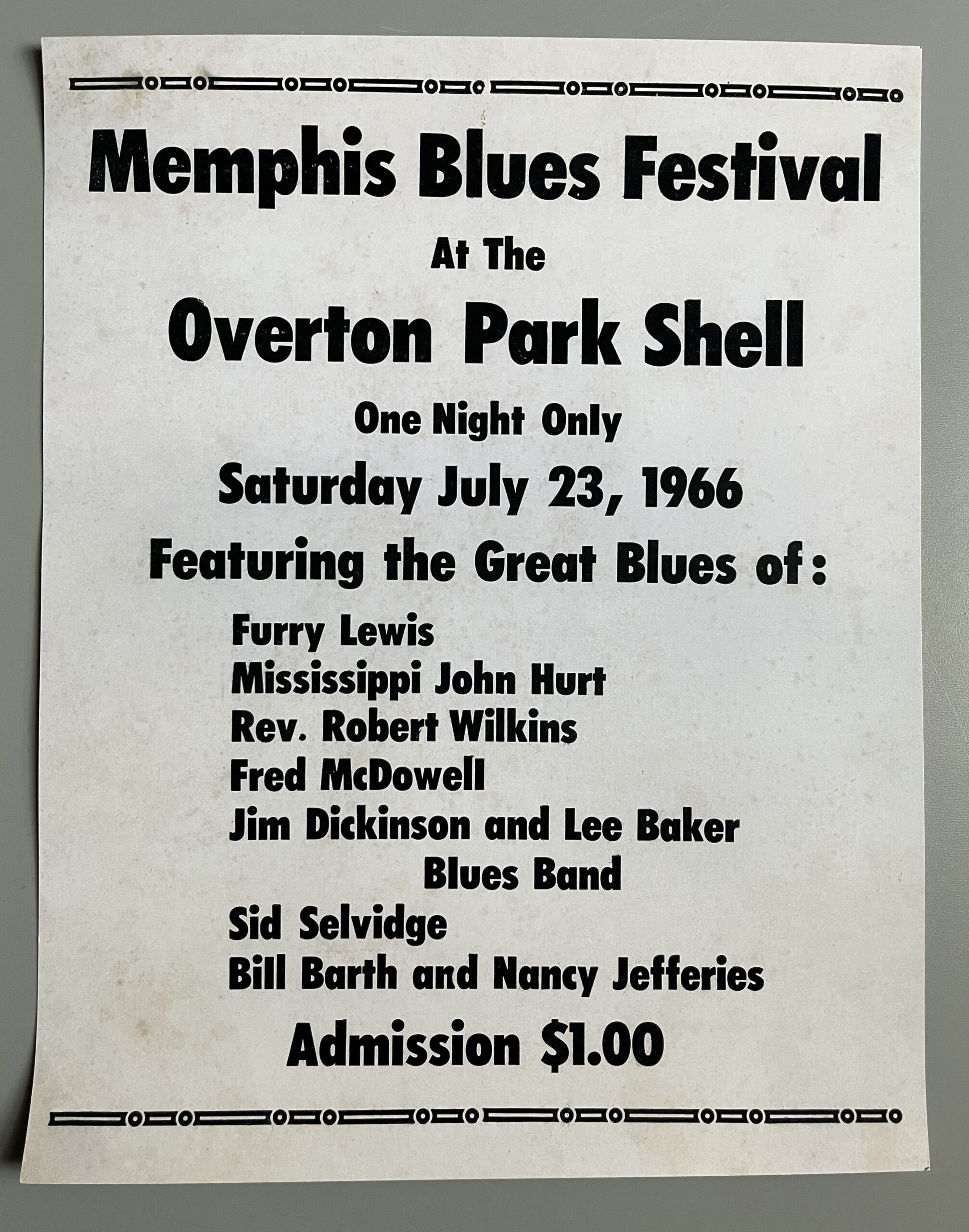 RARE!!! Memphis Blues Festival Saturday July 23, 1966 Overton Park Shell: Furry Lewis Mississippi John Hurt Lee Baker Jim Dickinson +