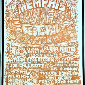 2nd Annual Memphis Blues Festival Poster by John McIntire Overton Park Shell 1967