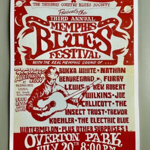 Third Annual Memphis Blues Festival Overton Park 1968 Psychedelic Poster