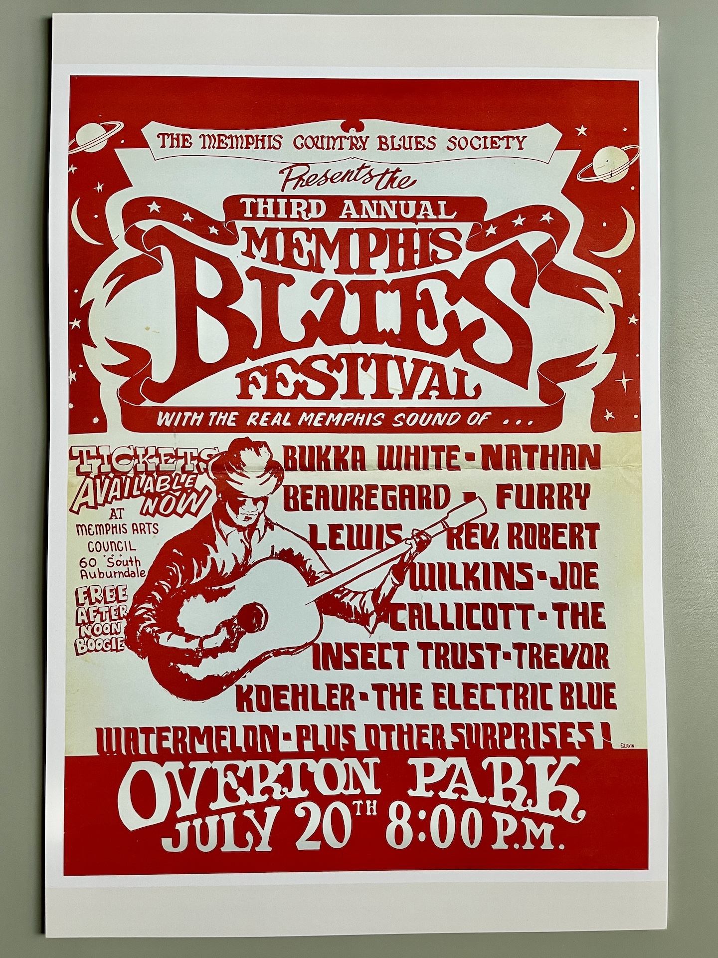 Third Annual Memphis Blues Festival Overton Park 1968 Psychedelic Poster