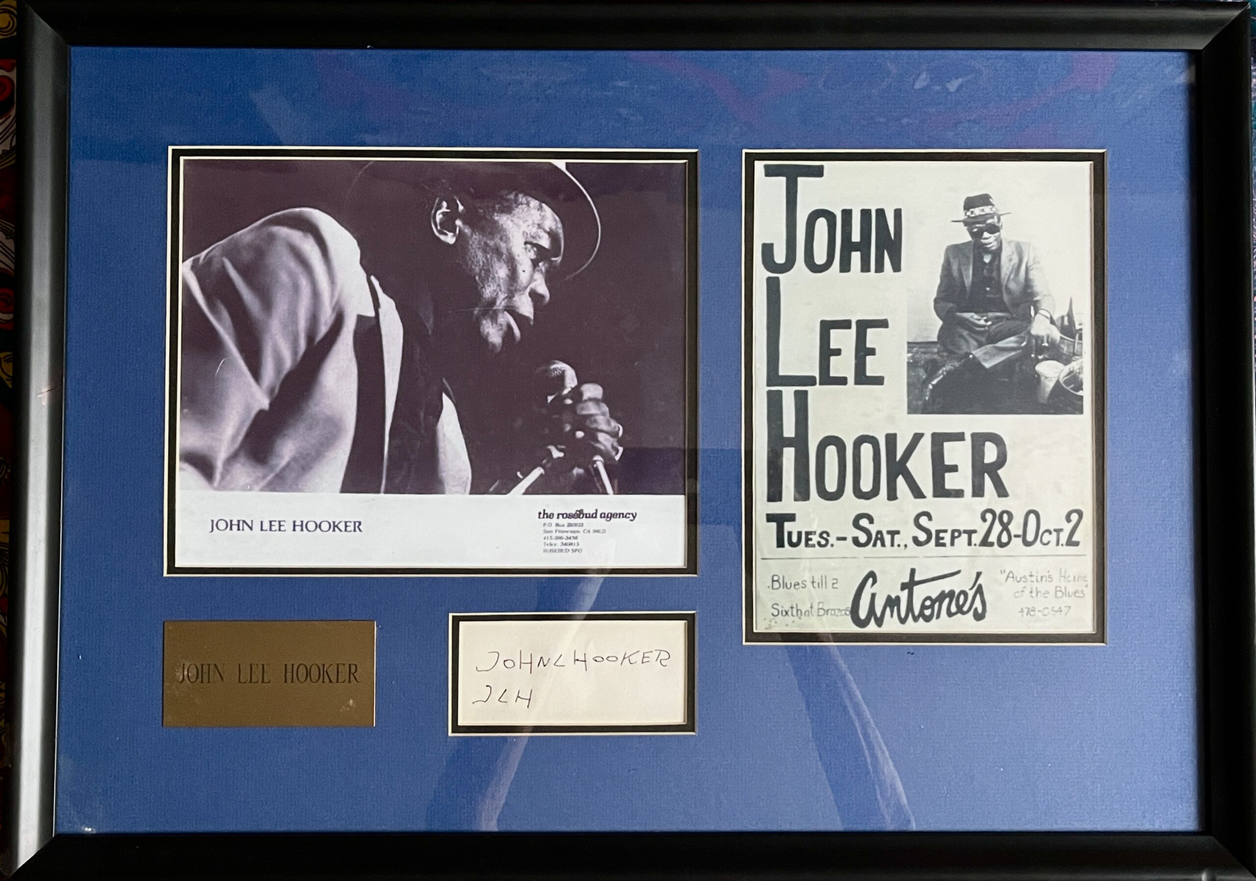 JOHN LEE HOOKER Detroit Blues Legend 16.75" x 23.5" Signed Framed Photo Display!